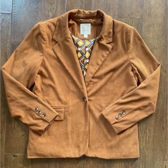 Anthropologie Large Brown Corduroy Blazer Jacket - Picture 3 of 6